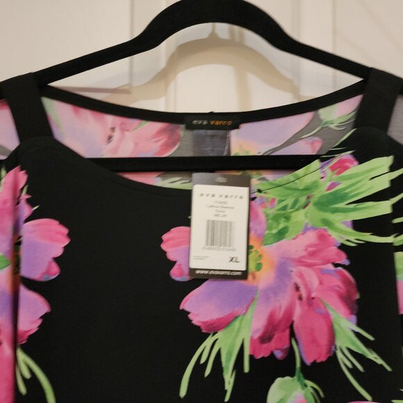 EVA VARRO  XL TUNIC TOP W/ LATTICE SLEEVES NWT - Picture 5 of 7